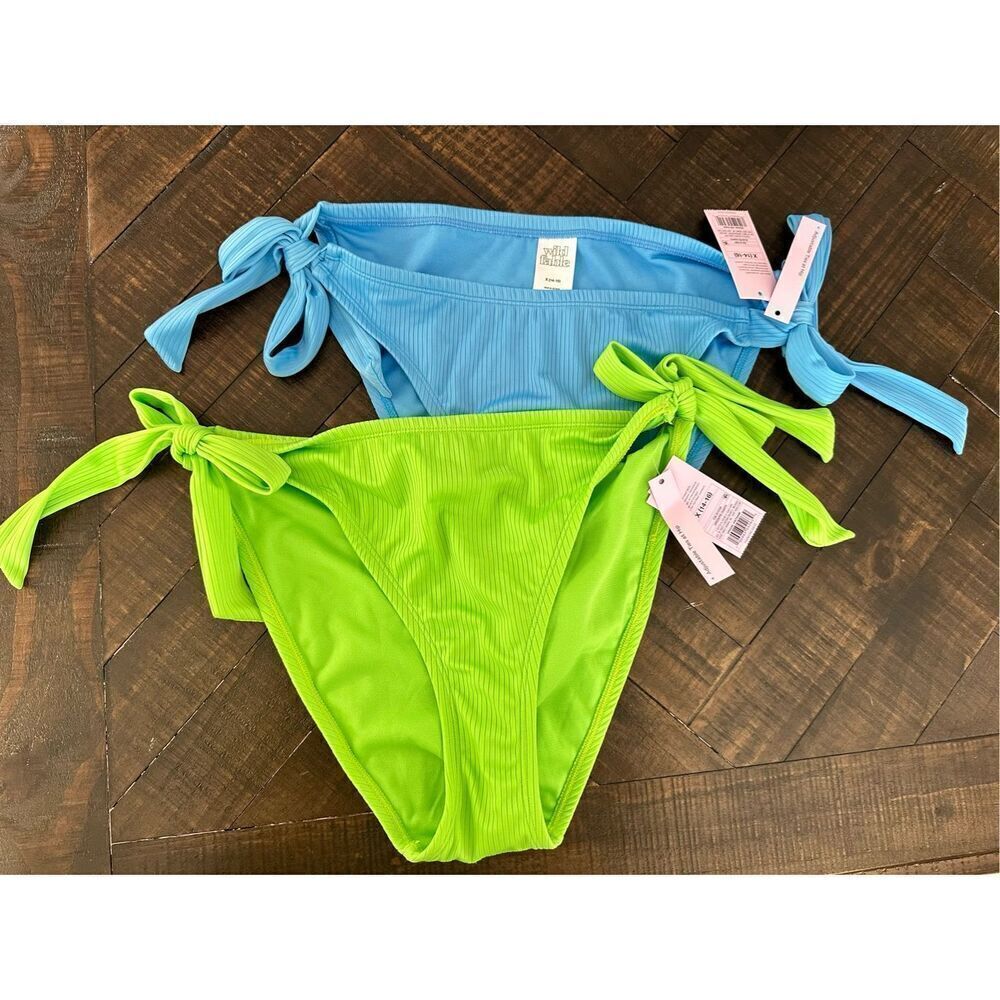 Wild Fable Green and Blue Bikini Bottom Set Size X 14/16 New